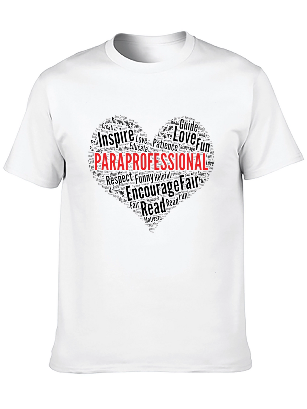 Paraprofessional Heart Word Art T-Shirt