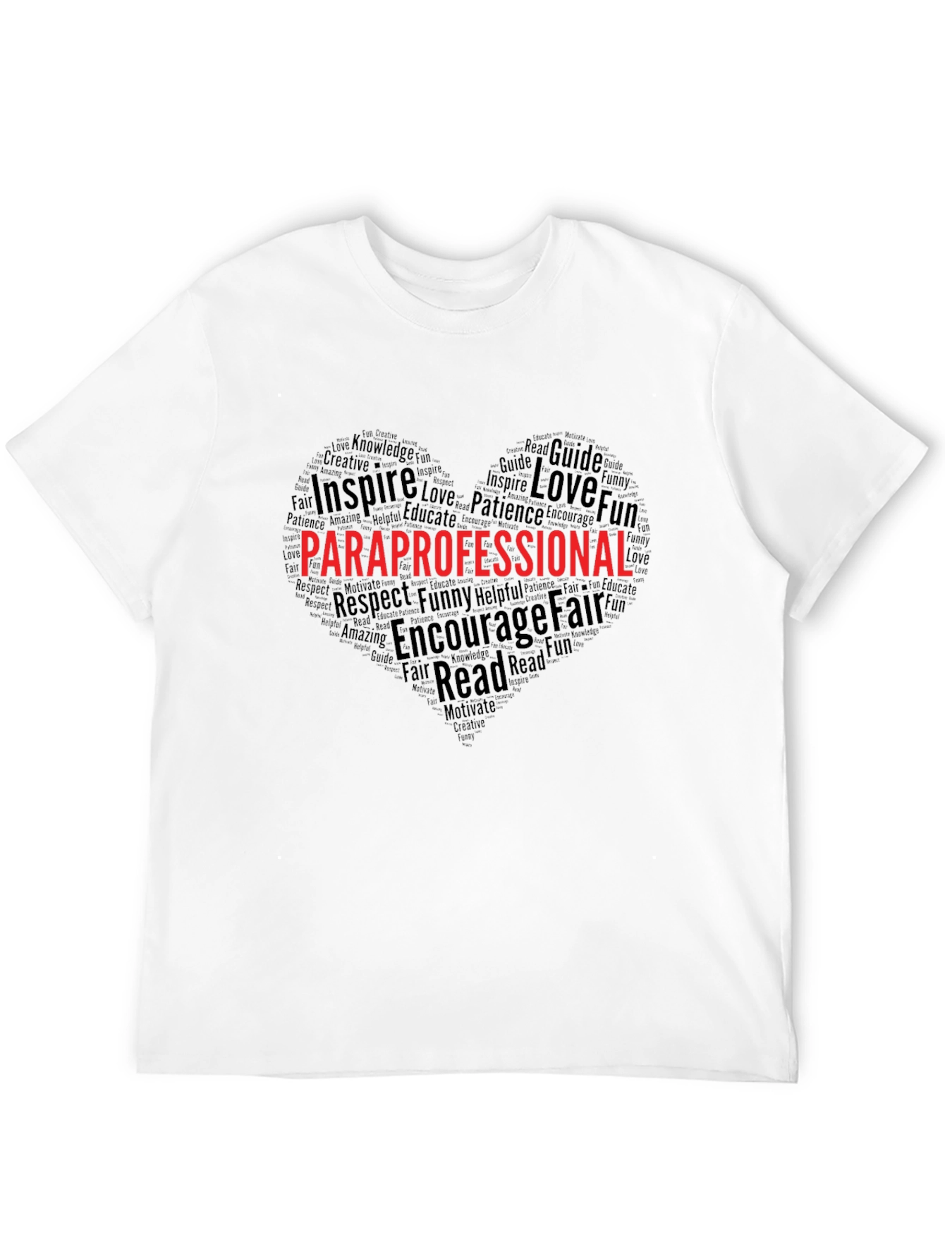 Paraprofessional Heart Word Art T-Shirt