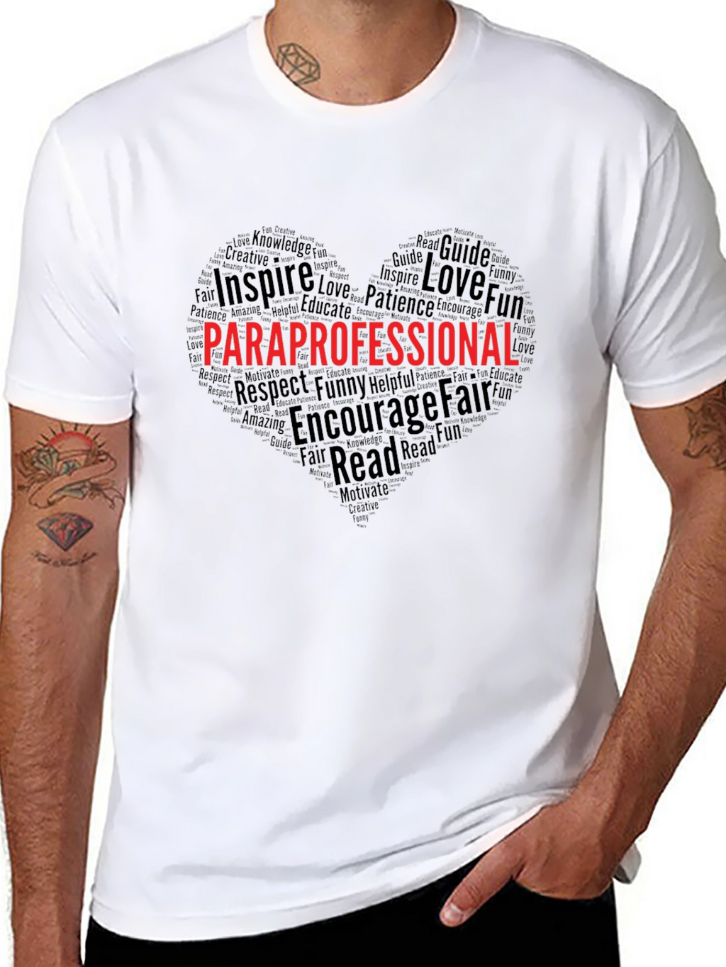 Paraprofessional Heart Word Art T-Shirt
