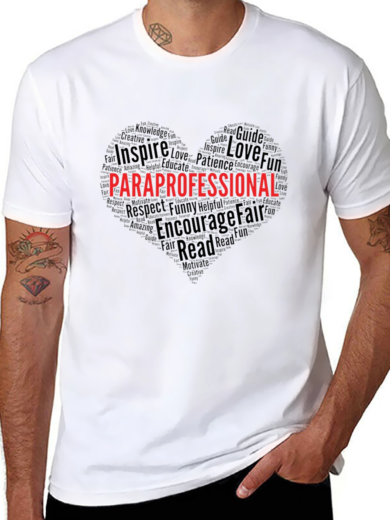 Paraprofessional Heart Word Art T-Shirt