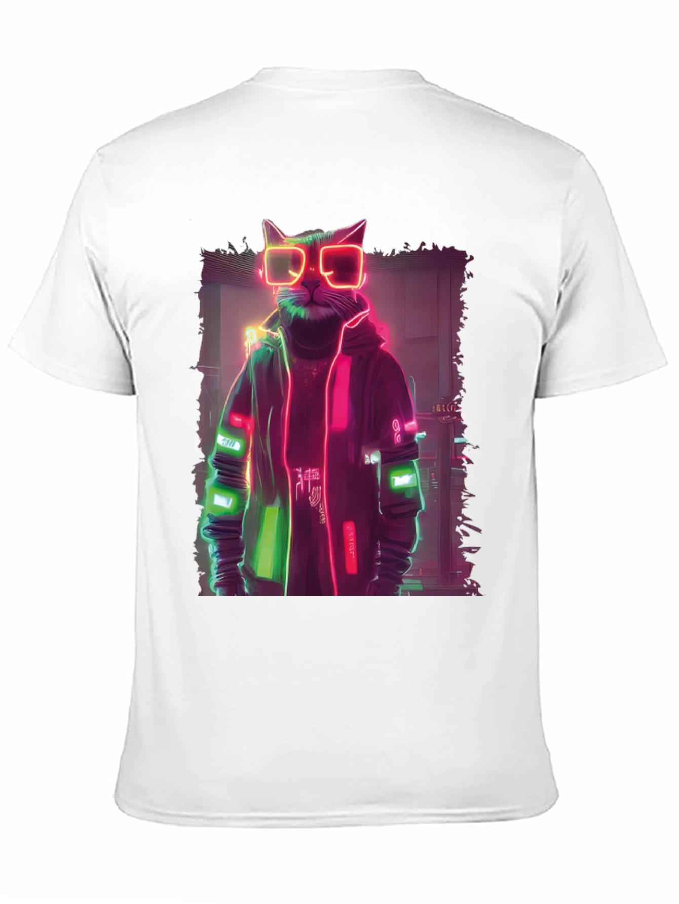 Cyberpunk Cat T-Shirt - Neon Style Graphic Tee