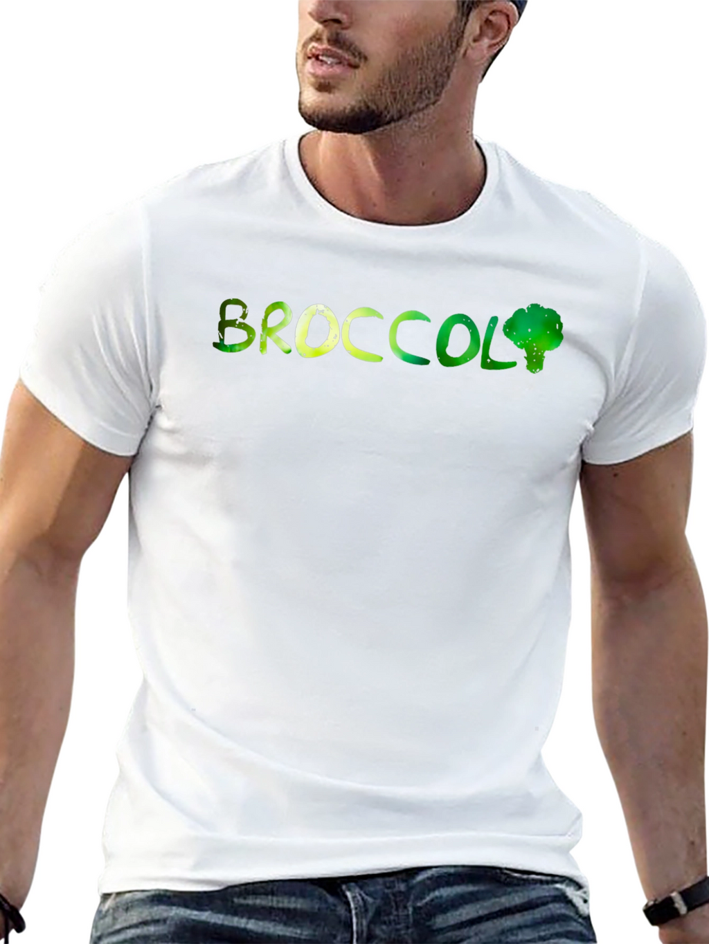 Broccoli Graphic Print Mens Black T-Shirt