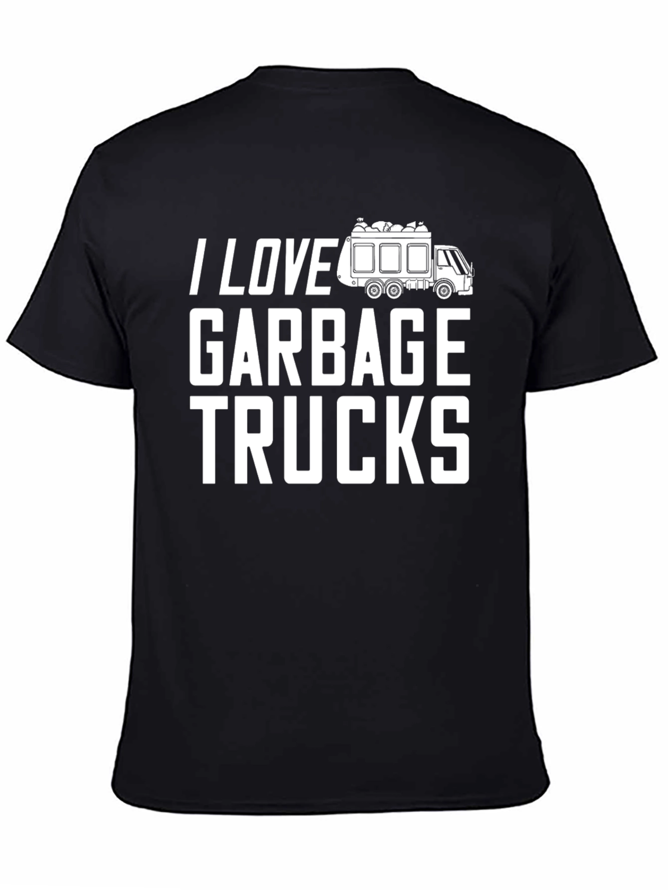 I Love Garbage Trucks T-Shirt - Black Cotton Blend Tee