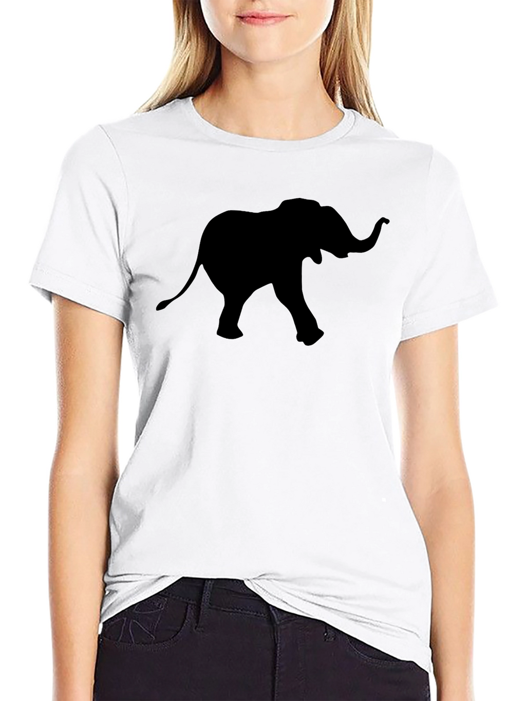 Mens Black T-Shirt with Elephant Graphic Tee