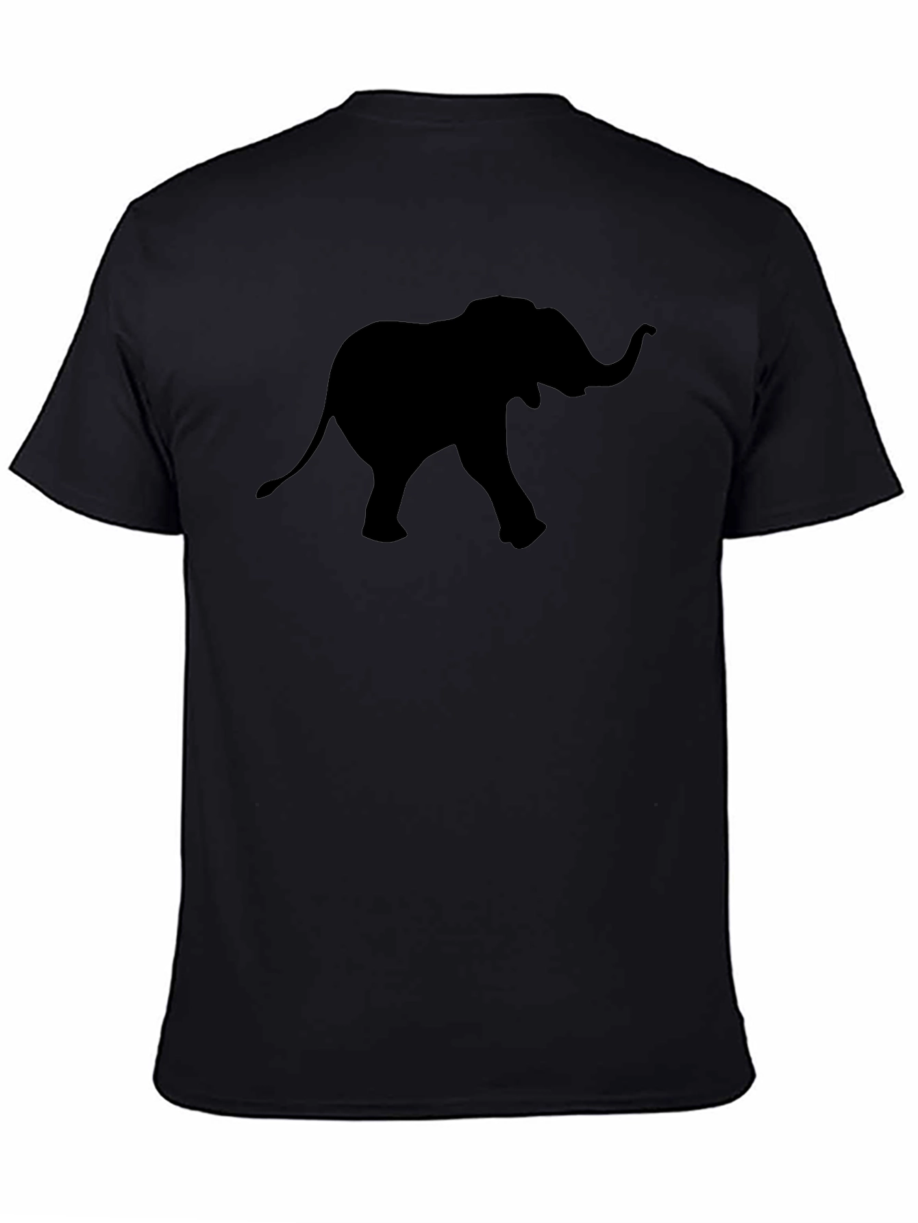 Mens Black T-Shirt with Elephant Graphic Tee