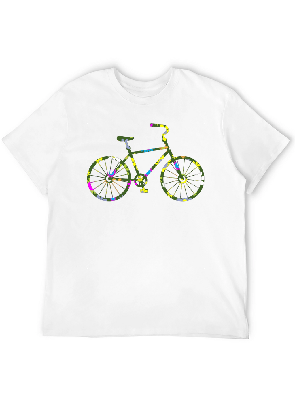 Floral Bicycle Graphic Black T-Shirt