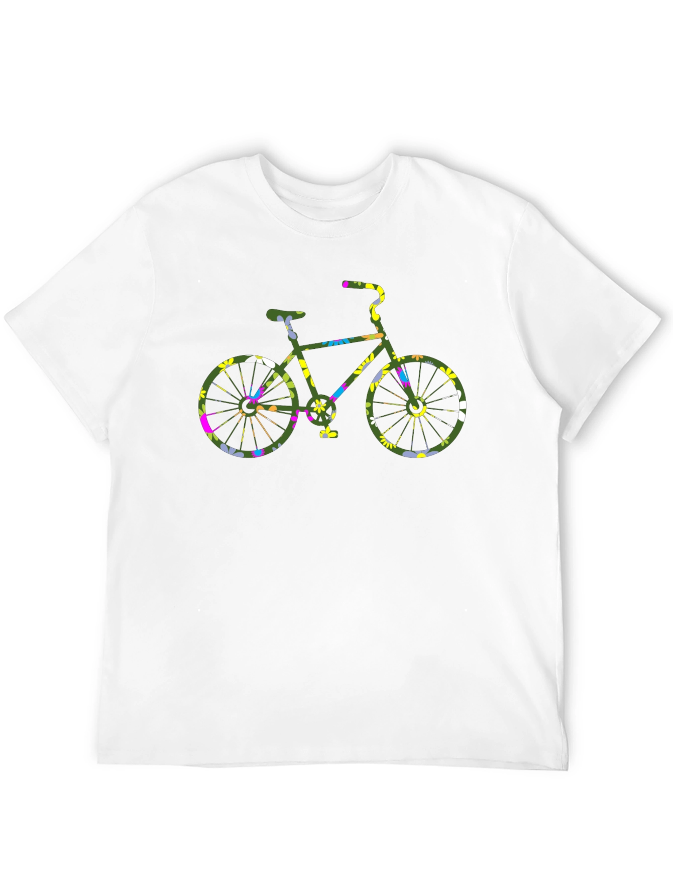 Floral Bicycle Graphic Black T-Shirt