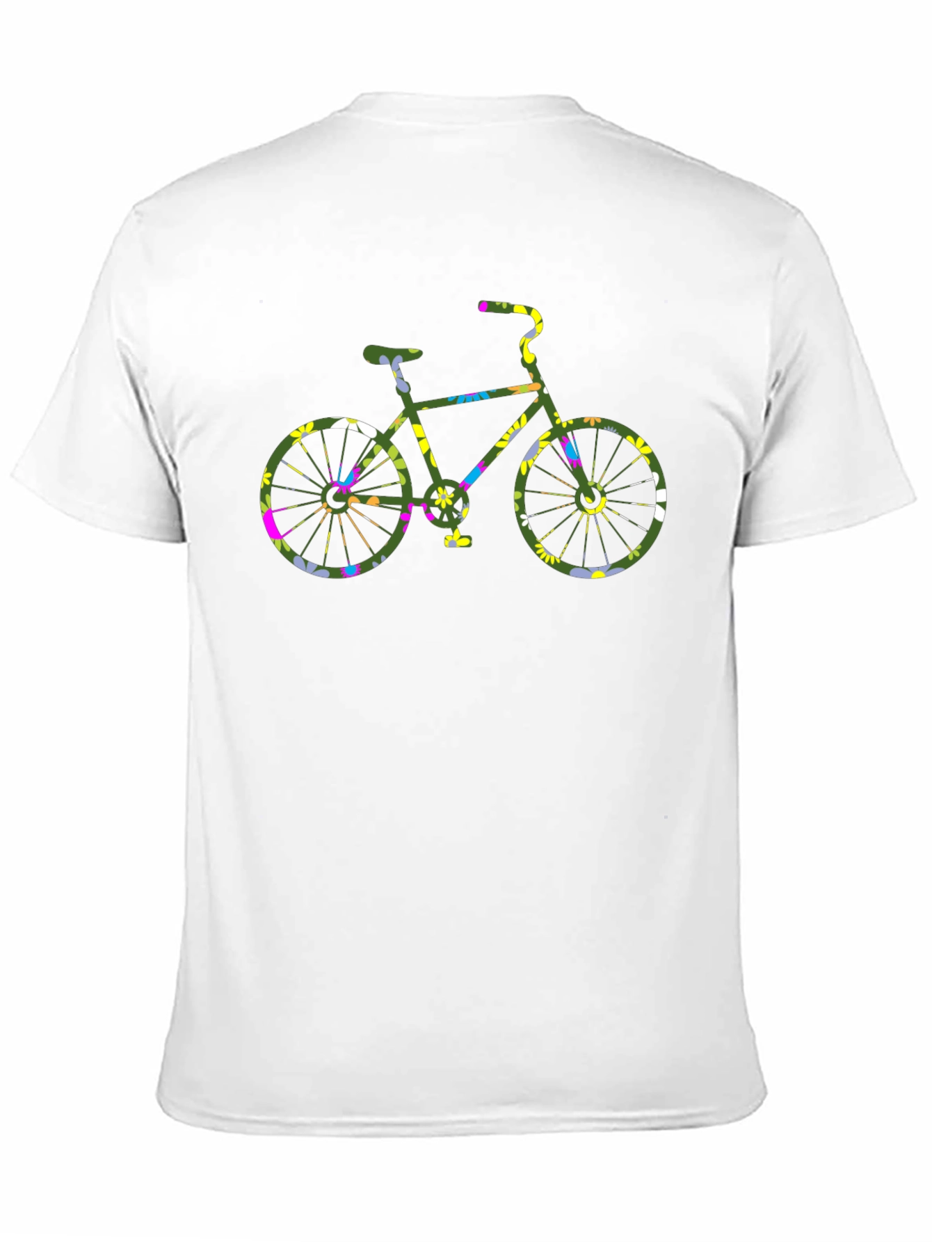 Floral Bicycle Graphic Black T-Shirt