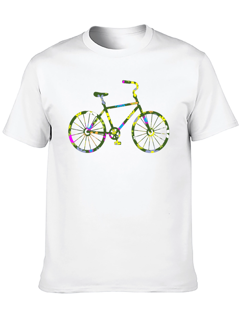 Floral Bicycle Graphic Black T-Shirt