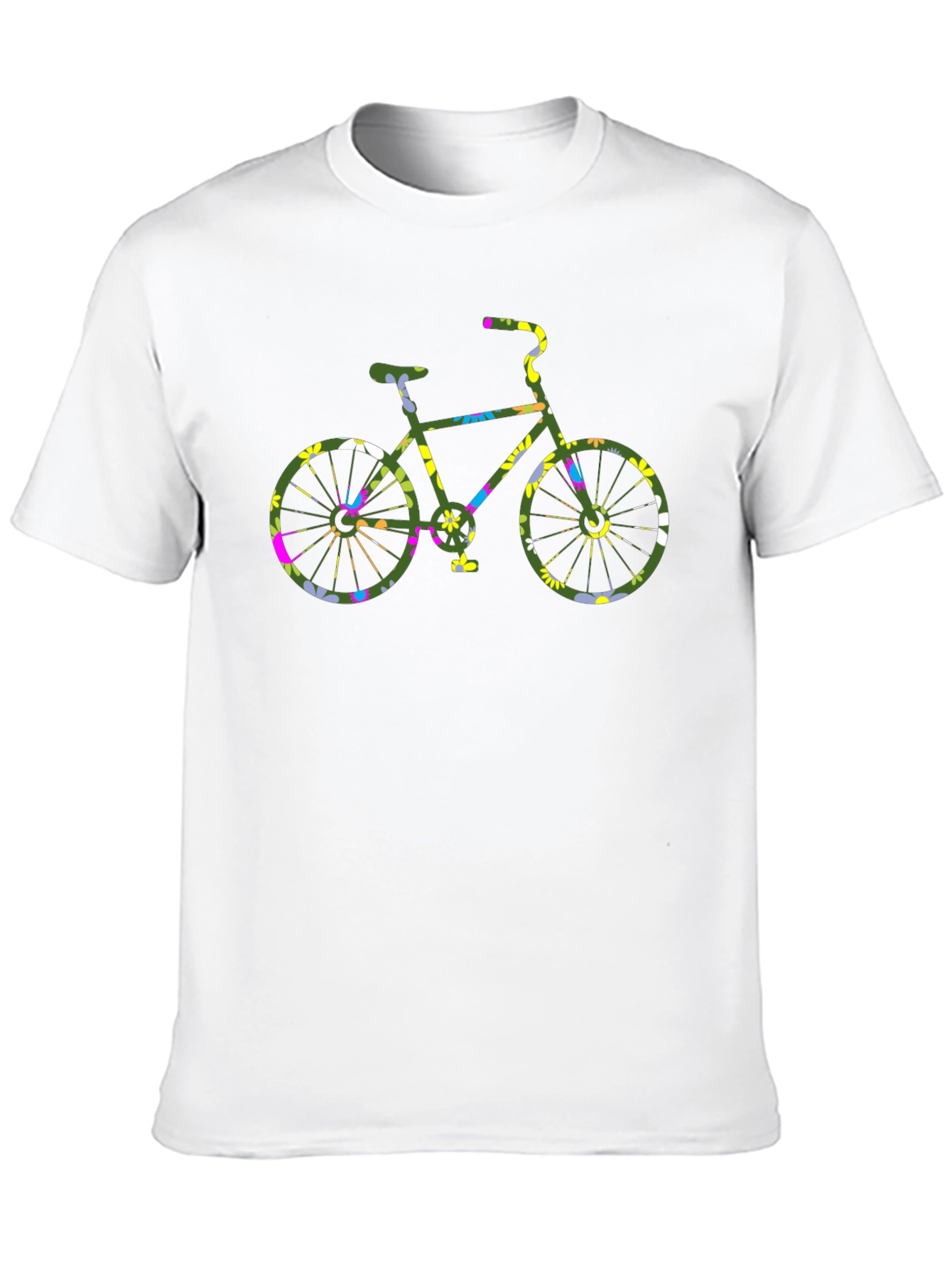 Floral Bicycle Graphic Black T-Shirt