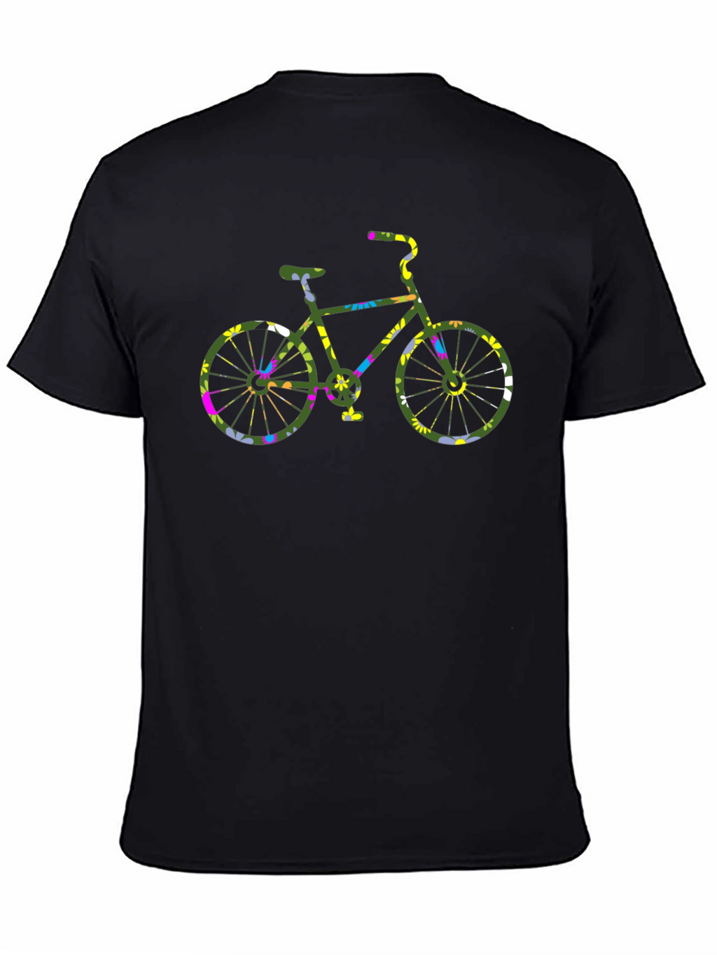 Floral Bicycle Graphic Black T-Shirt