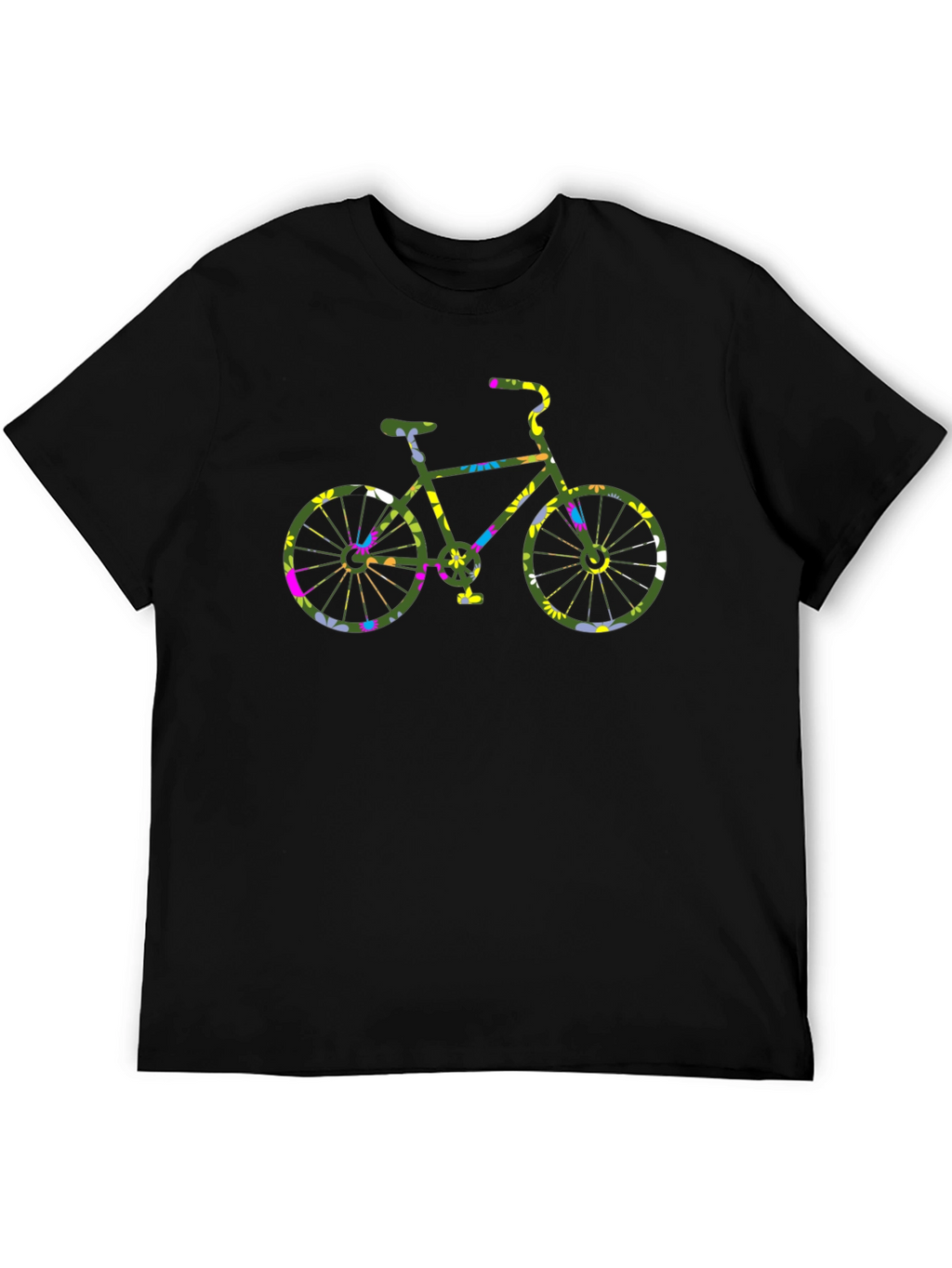 Floral Bicycle Graphic Black T-Shirt