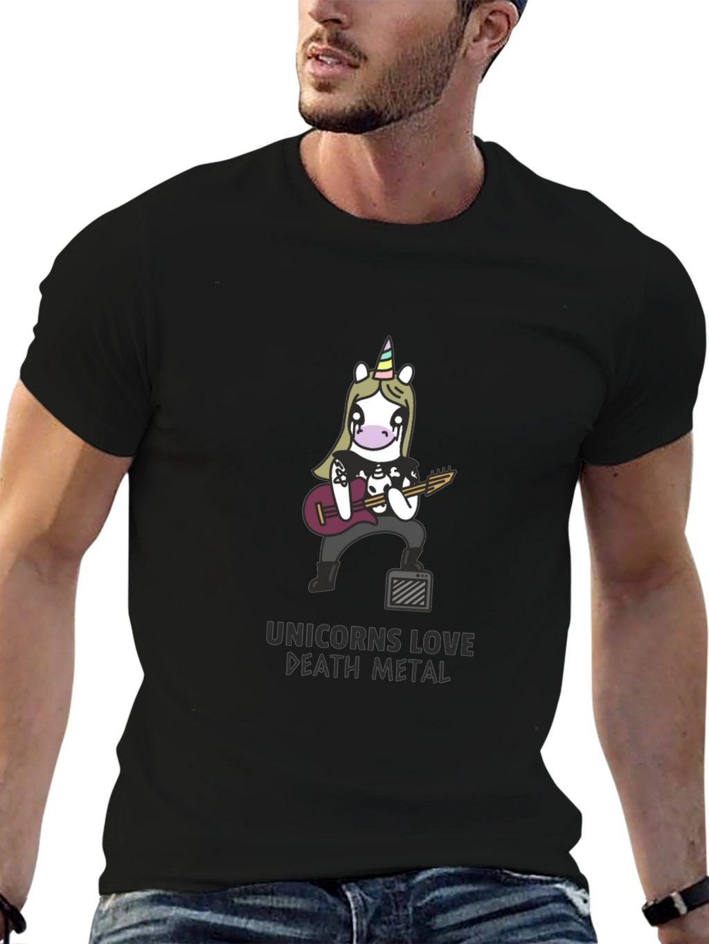 Unicorns Love Death Metal Black T-Shirt