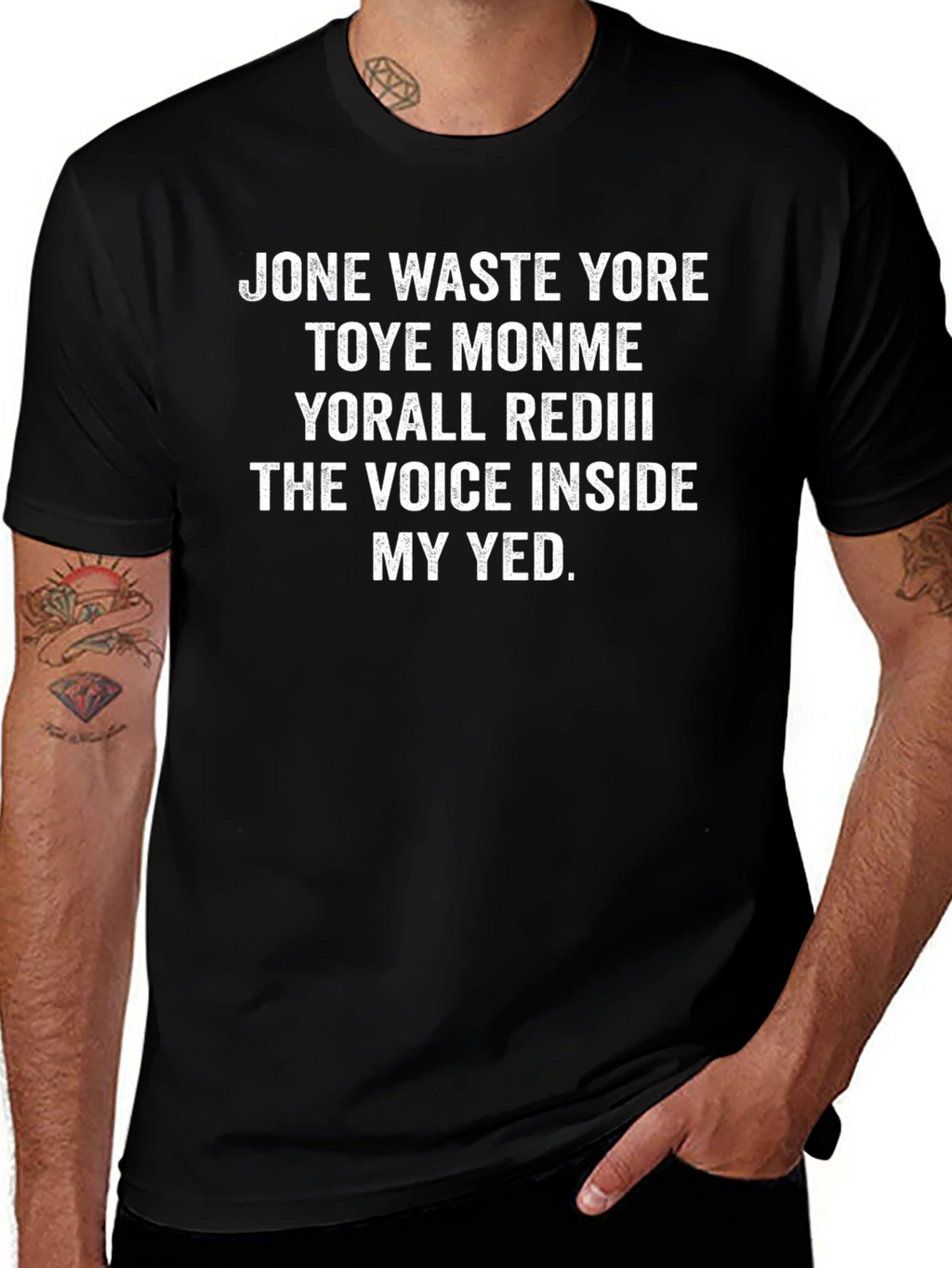 Humorous Voice Inside My Yed Black T-Shirt