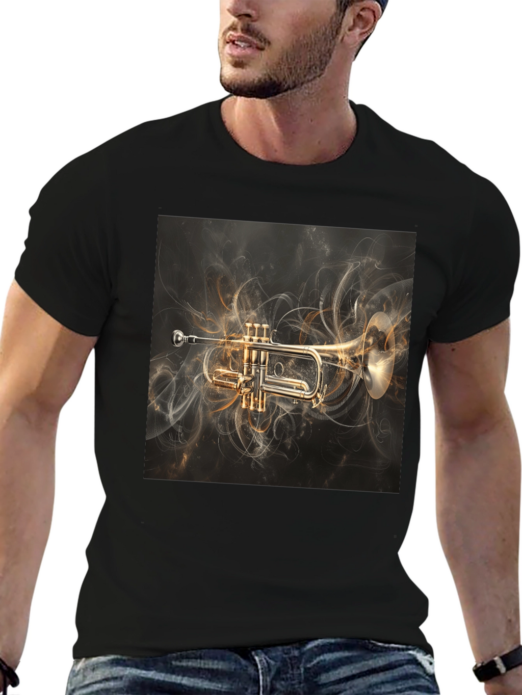 Trumpet Graphic Tee - Music Lovers Black T-Shirt