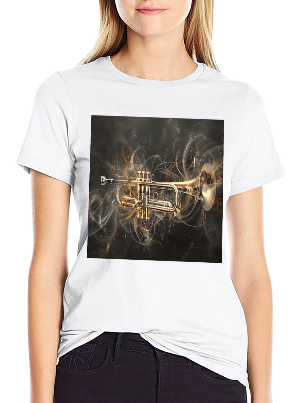 Trumpet Graphic Tee - Music Lovers Black T-Shirt