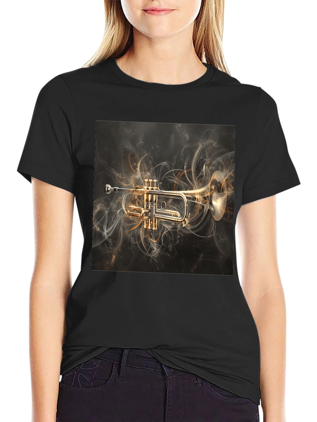 Trumpet Graphic Tee - Music Lovers Black T-Shirt