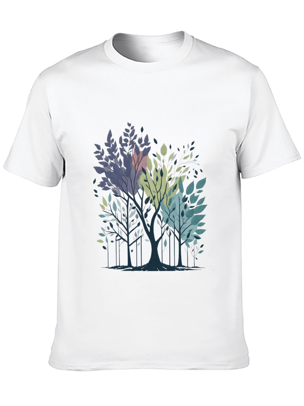 Abstract Trees Graphic Print Black T-Shirt