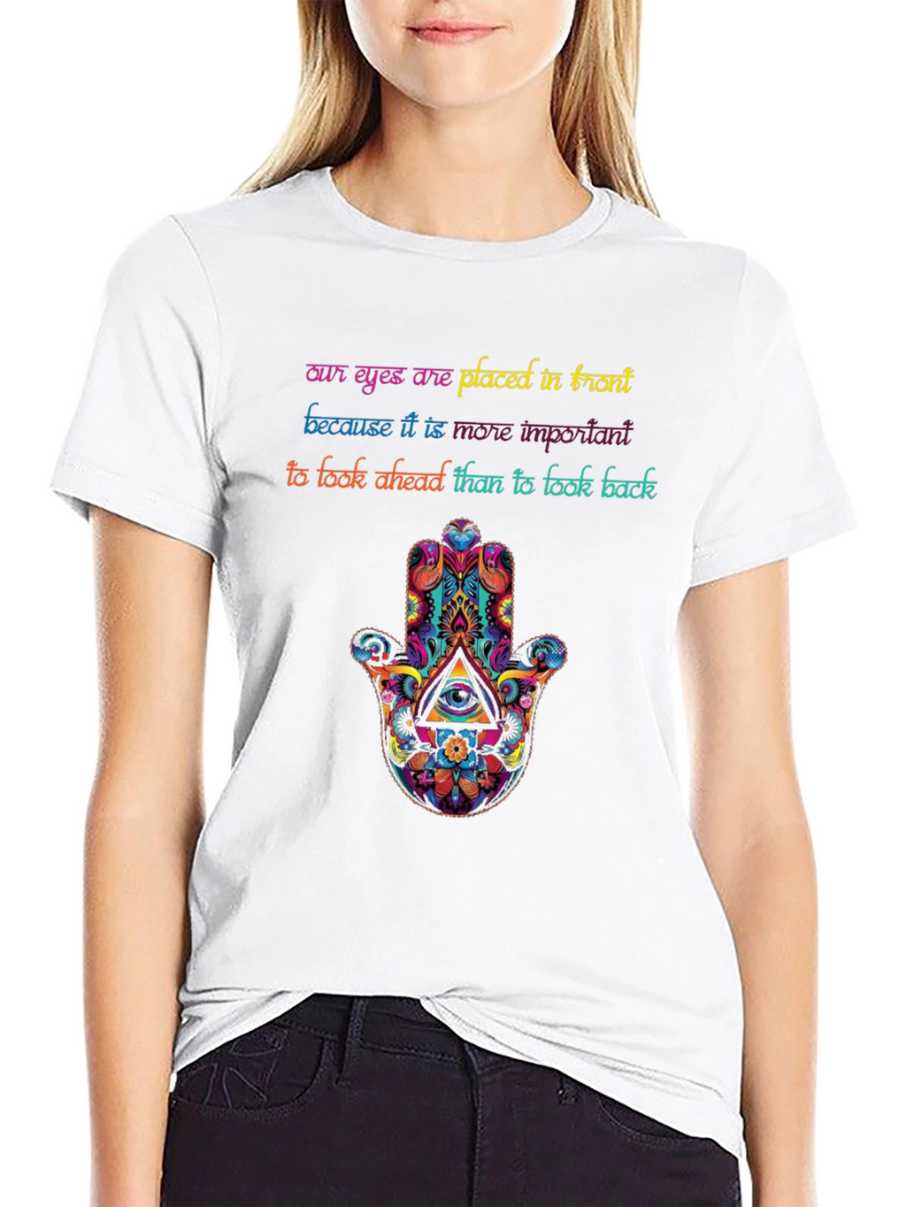 Inspirational Eye Hamsa Graphic Tee - Look Ahead