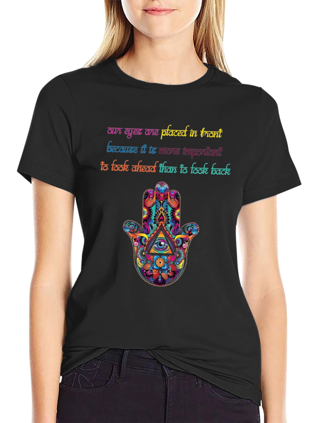 Inspirational Eye Hamsa Graphic Tee - Look Ahead