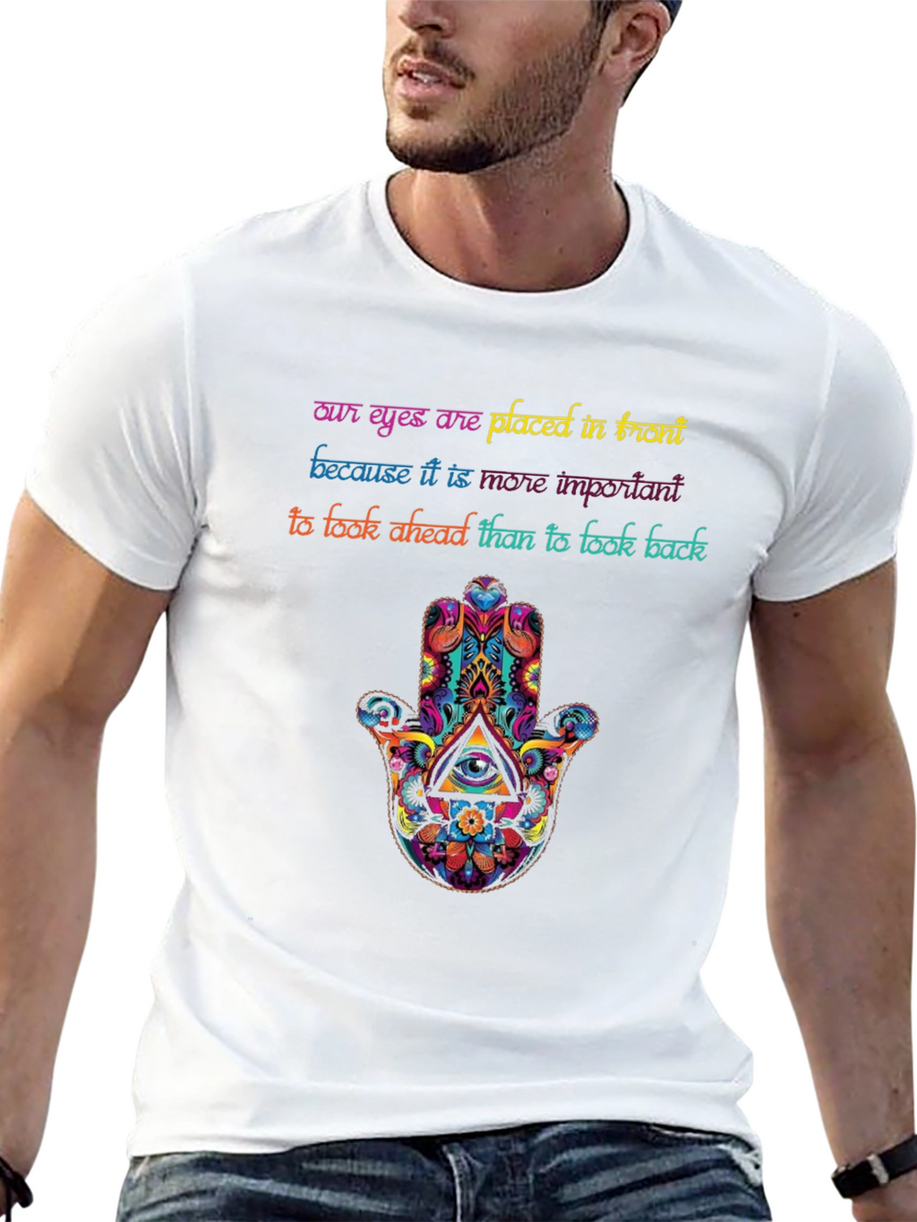 Inspirational Eye Hamsa Graphic Tee - Look Ahead