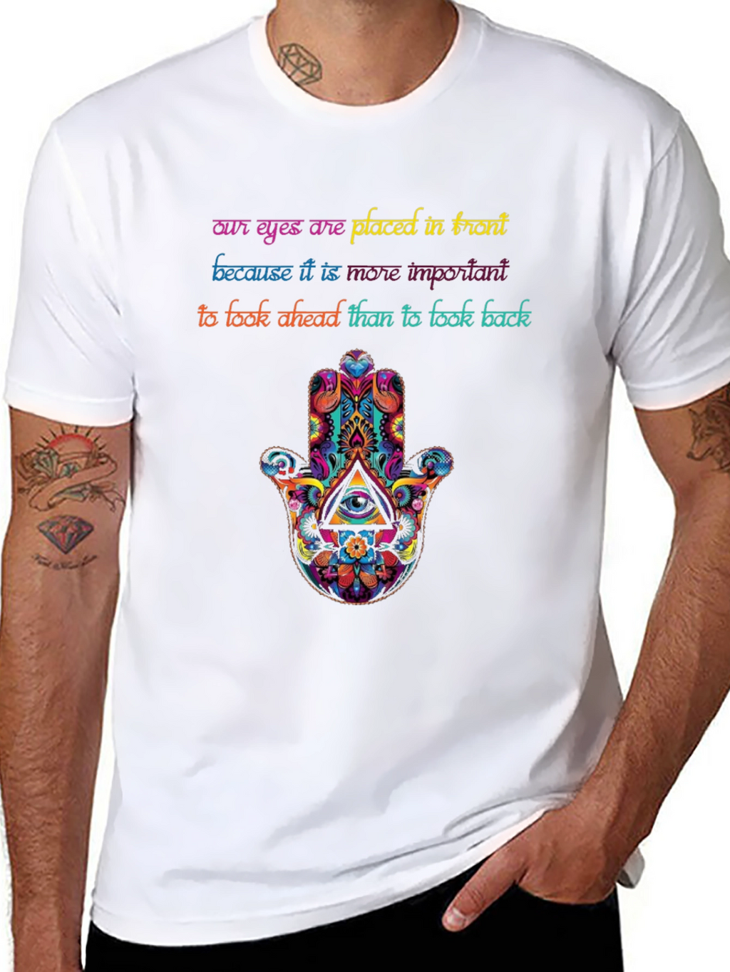 Inspirational Eye Hamsa Graphic Tee - Look Ahead