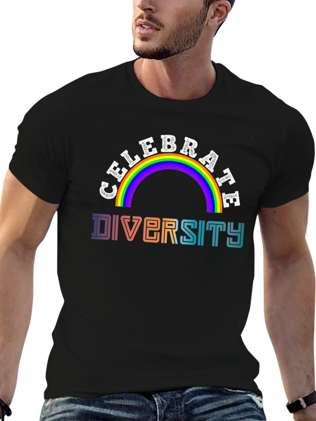 Celebrate Diversity Rainbow Graphic T-Shirt