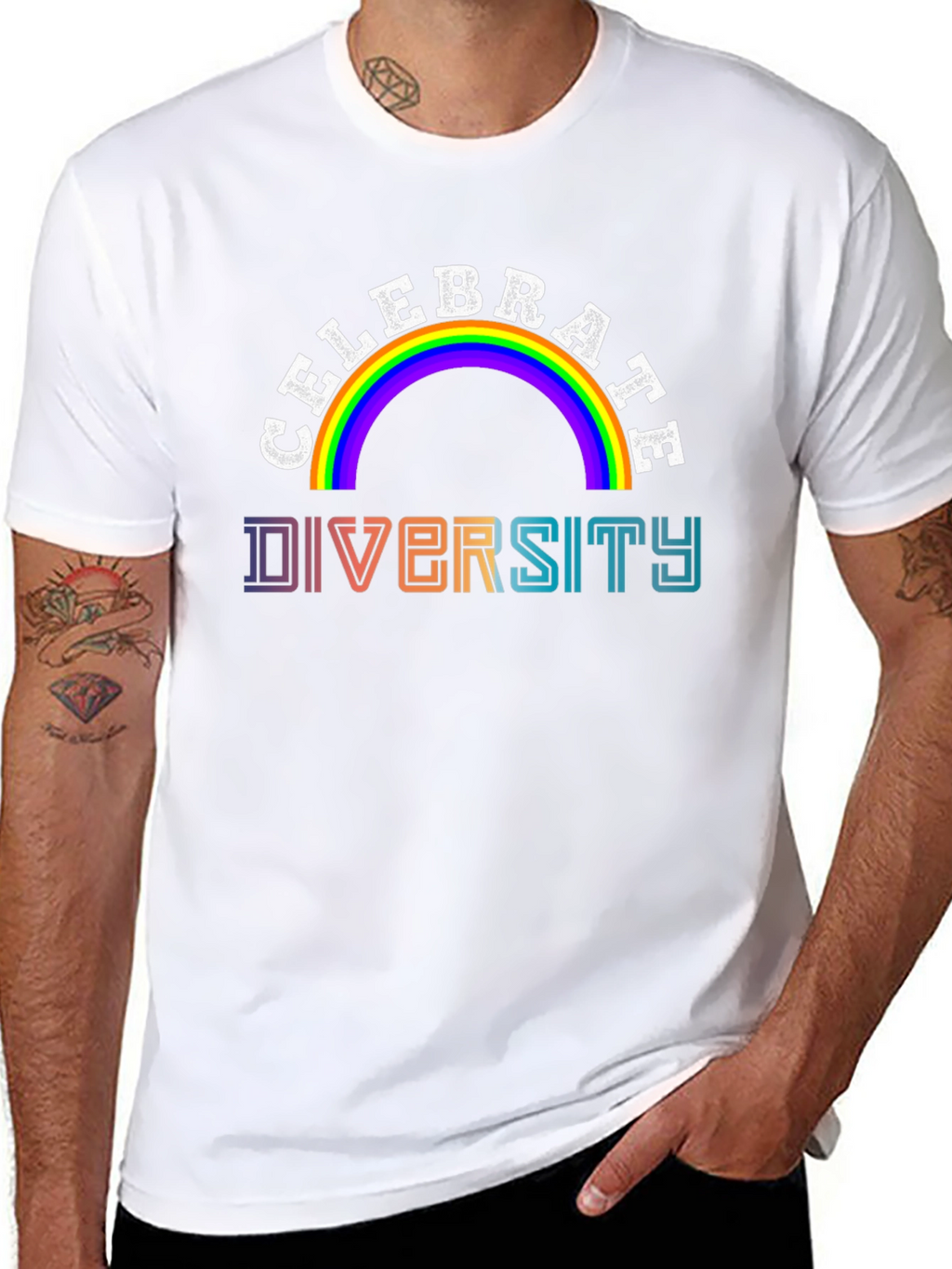 Celebrate Diversity Rainbow Graphic T-Shirt