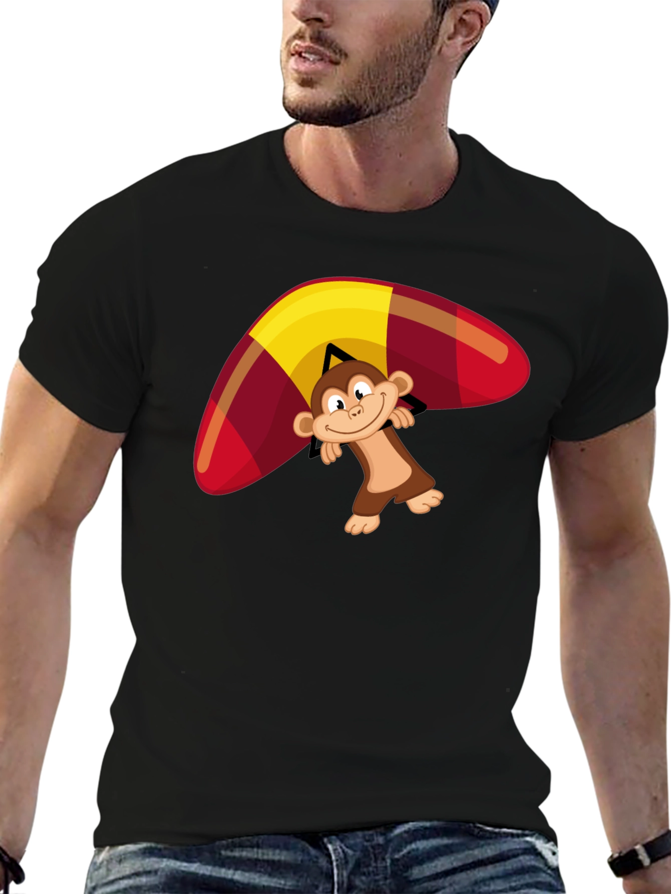 Monkey Hang Gliding Graphic T-Shirt