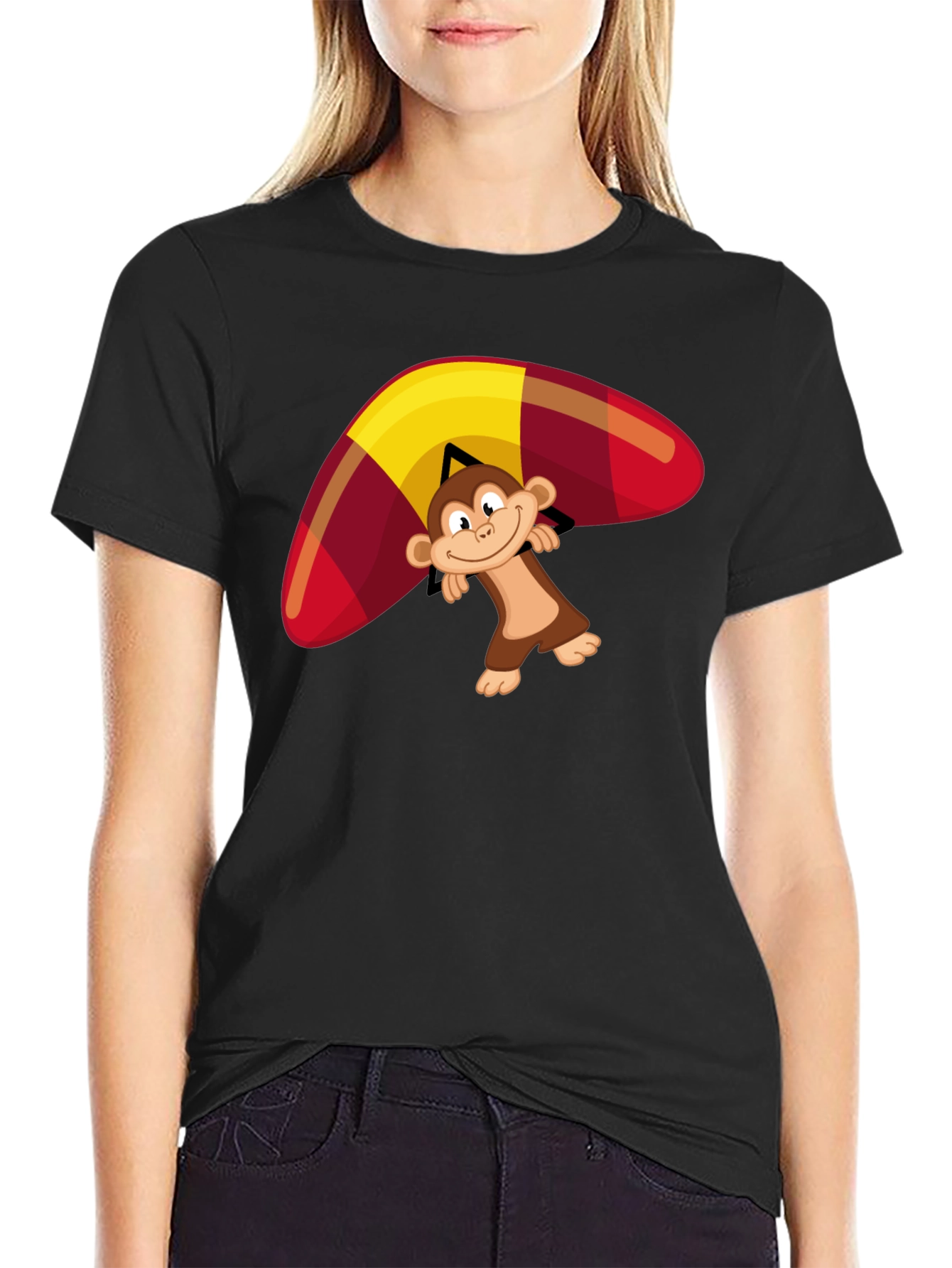 Monkey Hang Gliding Graphic T-Shirt