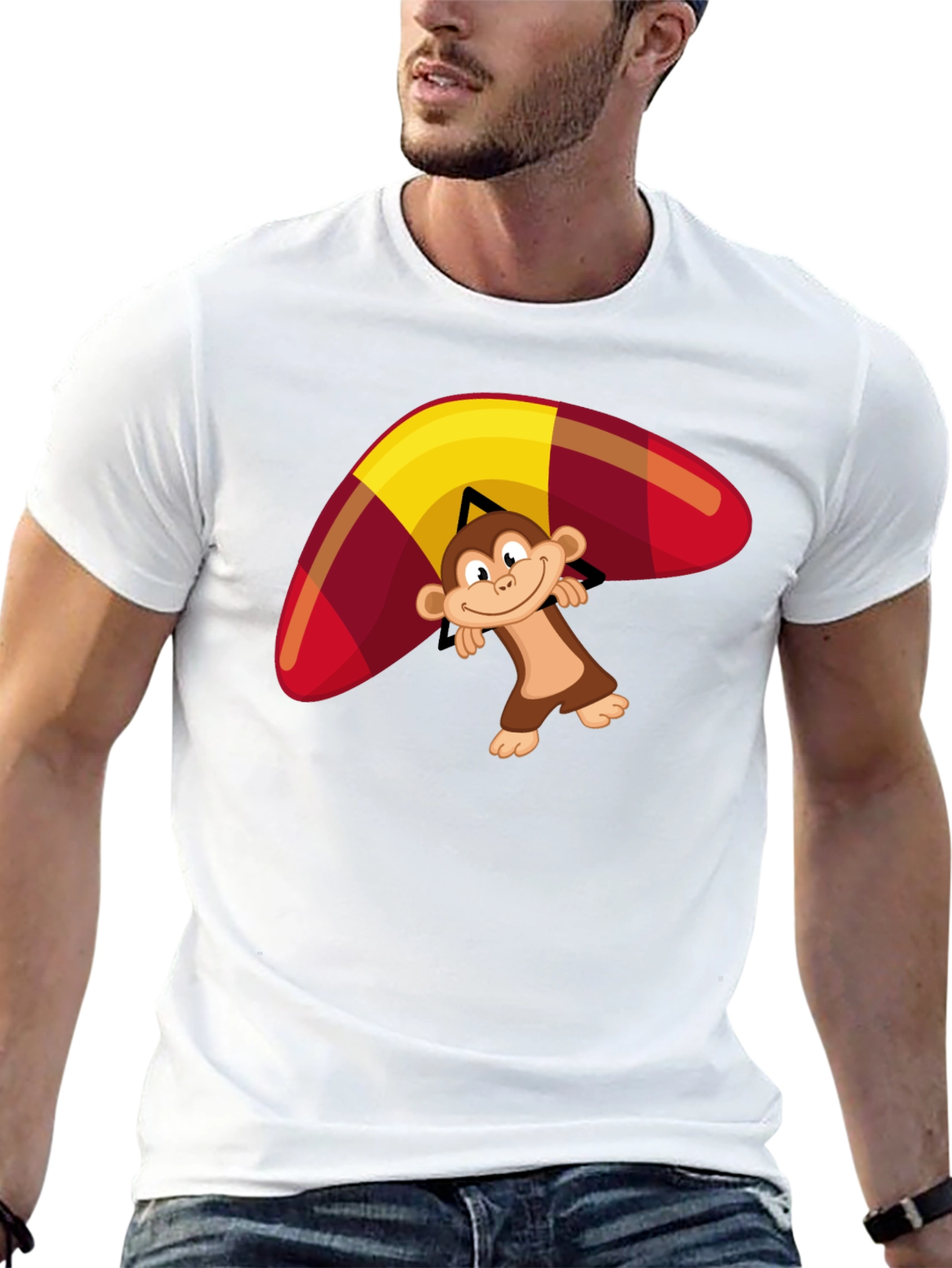 Monkey Hang Gliding Graphic T-Shirt