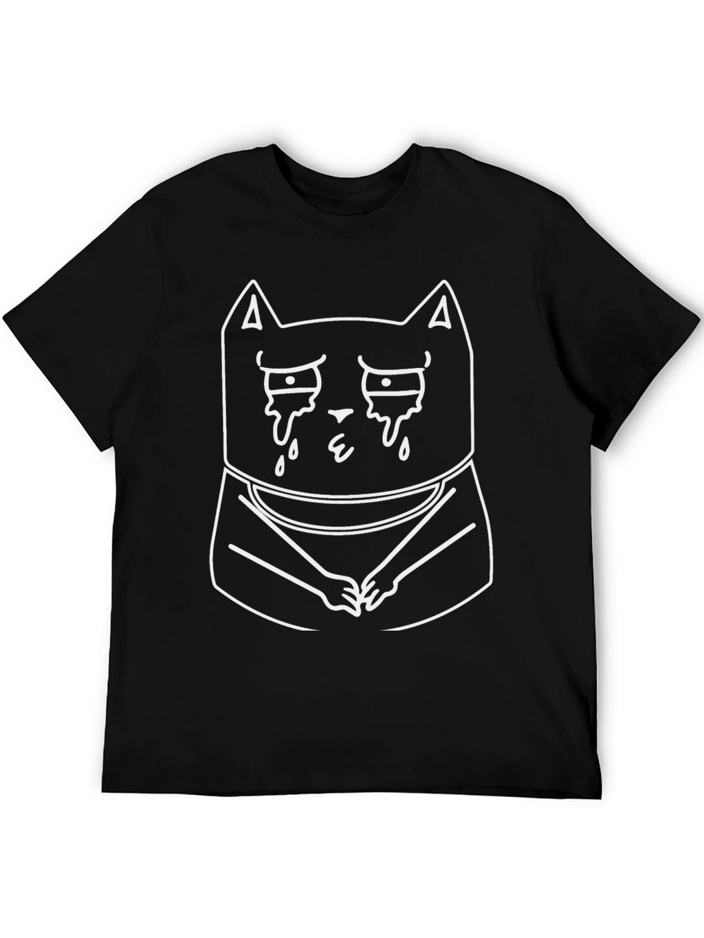 Sad Cat Crying T-Shirt - Funny Graphic Tee