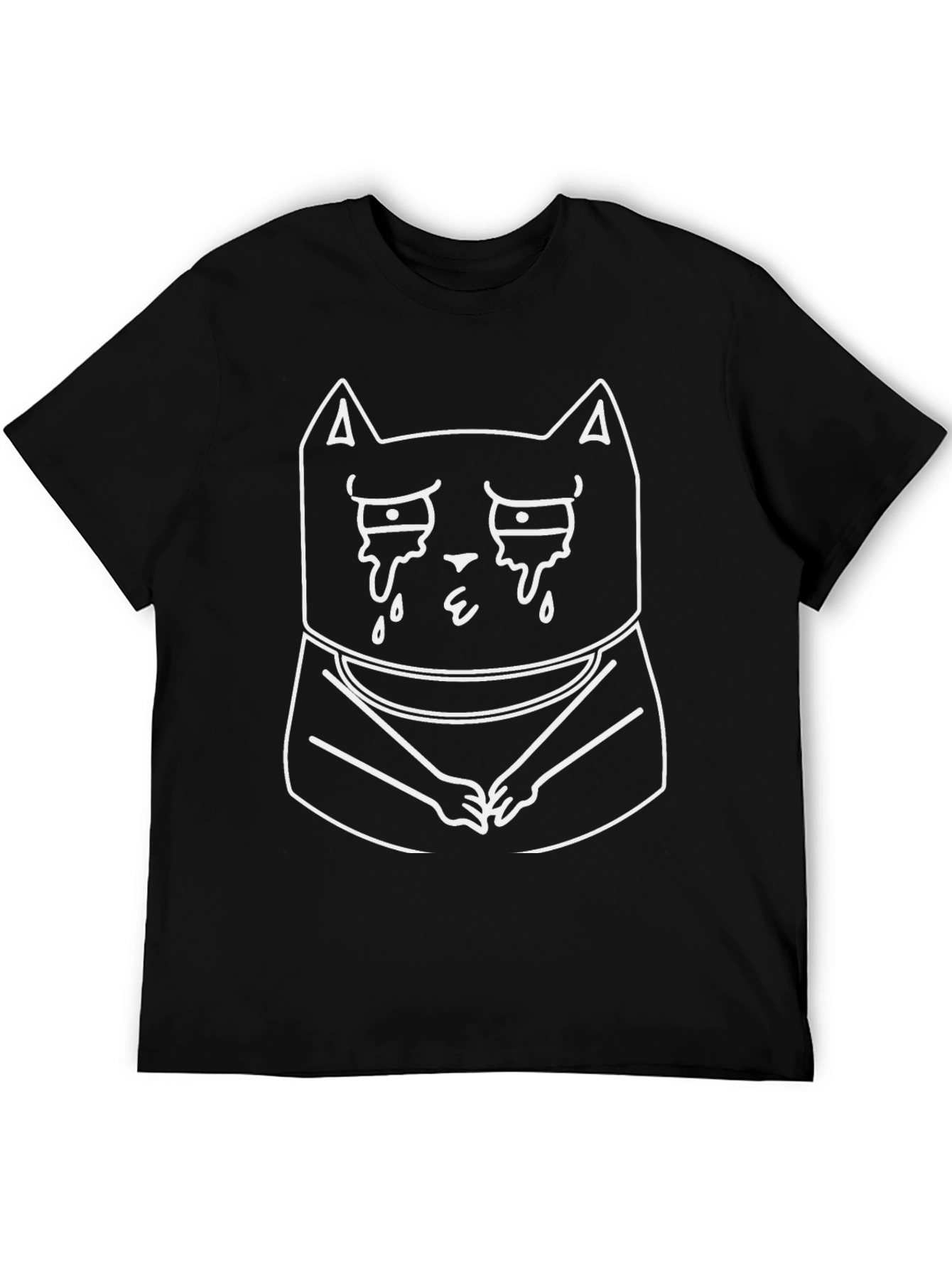 Sad Cat Crying T-Shirt - Funny Graphic Tee