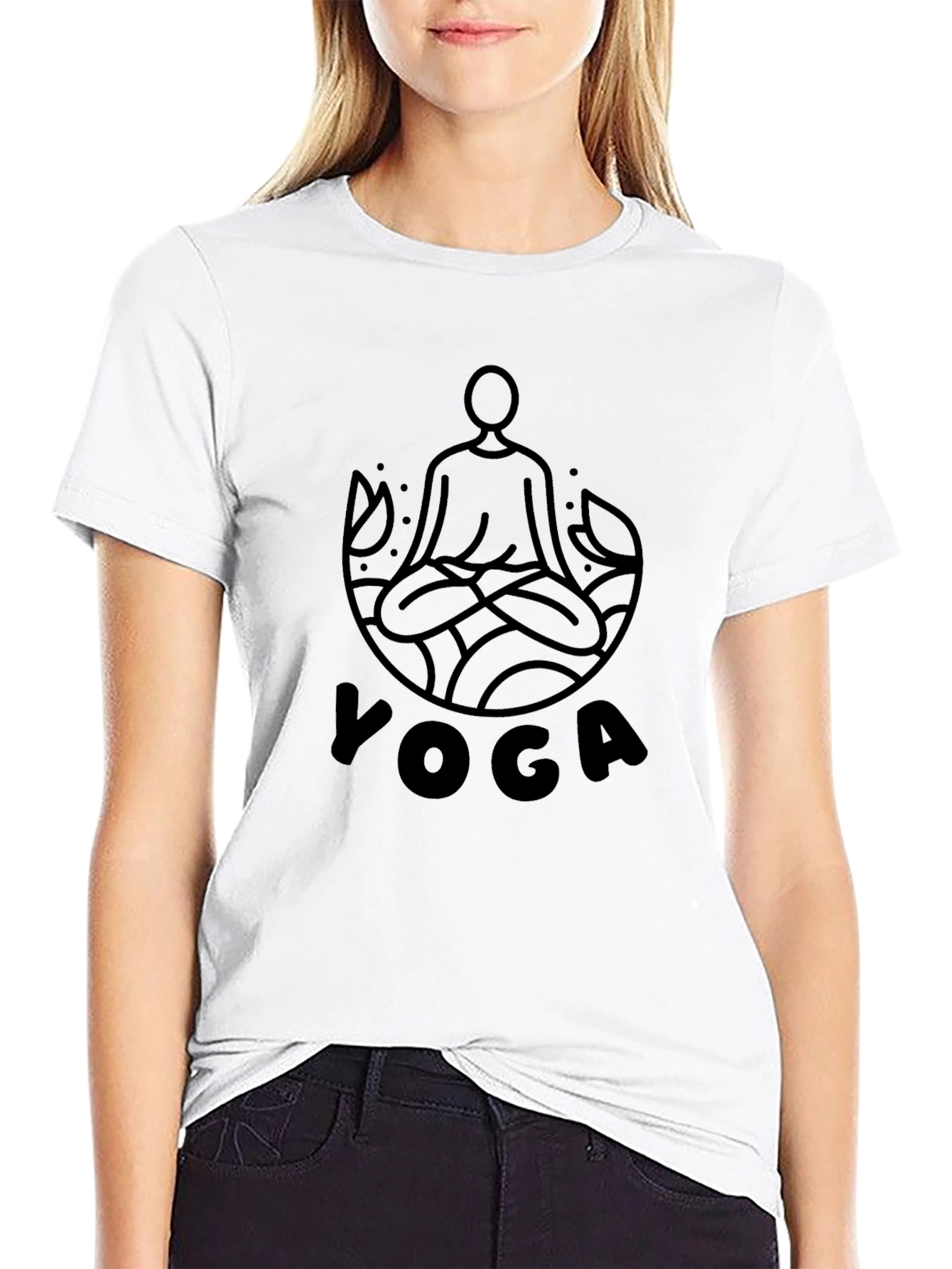 Yoga Meditation Graphic Tee - Black Cotton Comfort