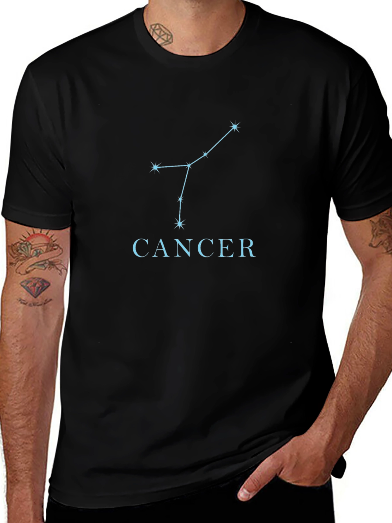 Cancer Zodiac Constellation T-Shirt - Black
