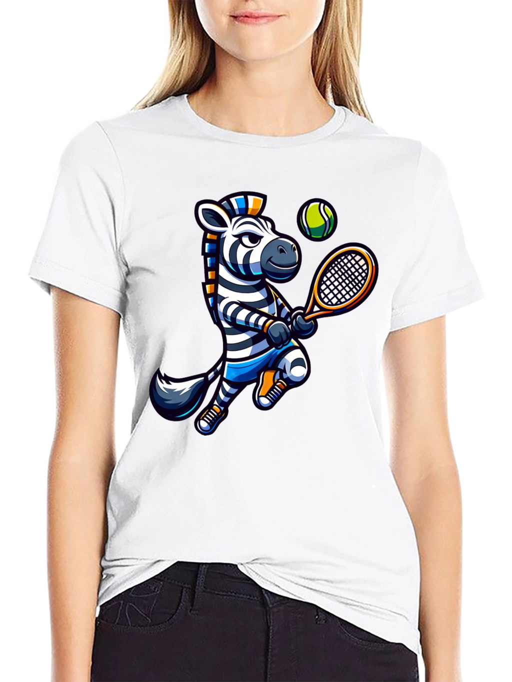 Zebra Tennis Graphic T-Shirt - Fun Animal Design