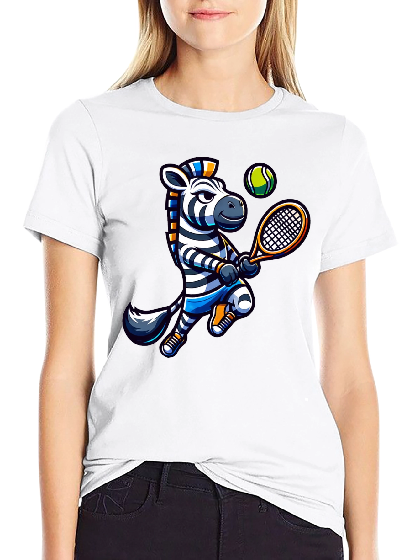 Zebra Tennis Graphic T-Shirt - Fun Animal Design