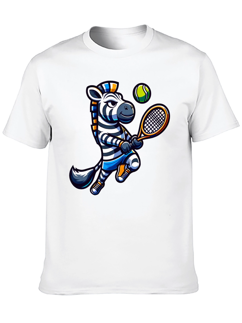 Zebra Tennis Graphic T-Shirt - Fun Animal Design