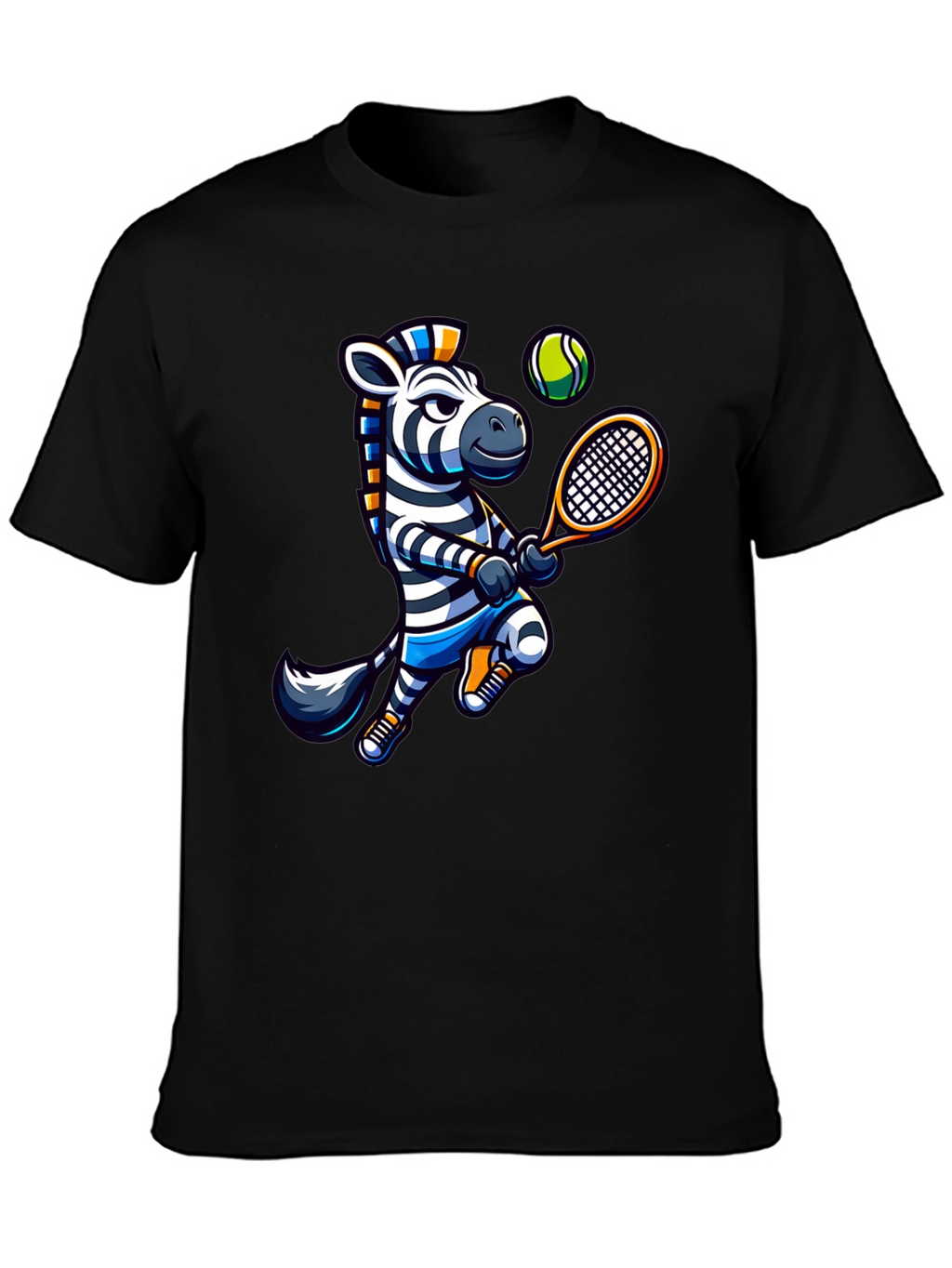Zebra Tennis Graphic T-Shirt - Fun Animal Design