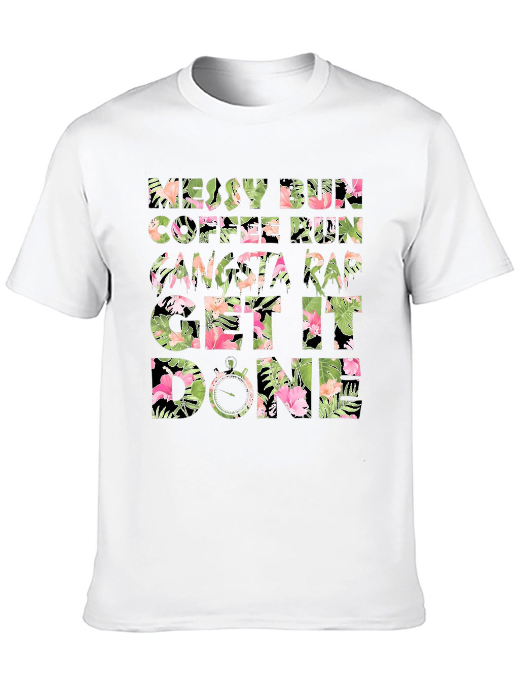 Floral Messy Bun Coffee Run Graphic Tee