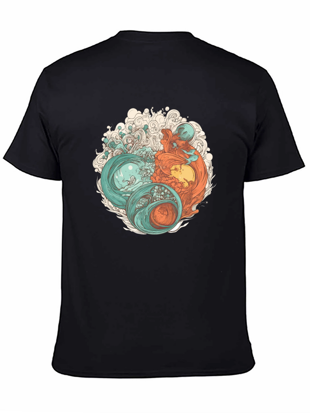 Yin Yang Sea Graphic Tee - Soft Cotton Blend