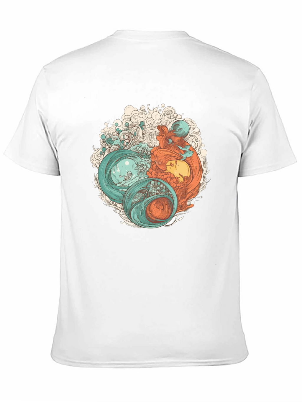 Yin Yang Sea Graphic Tee - Soft Cotton Blend