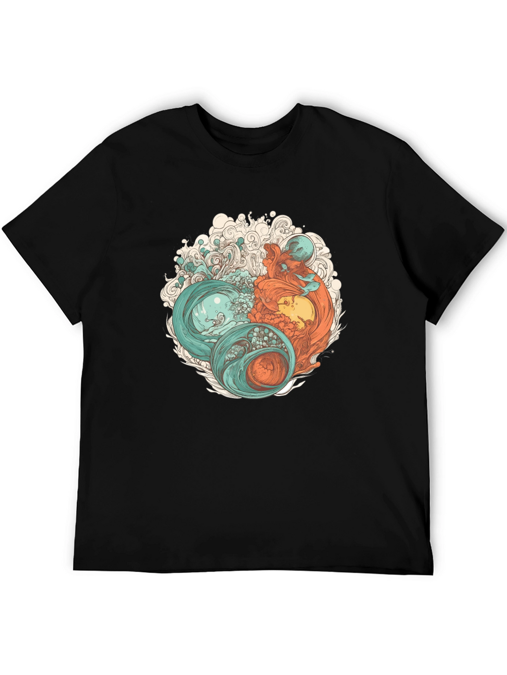 Yin Yang Sea Graphic Tee - Soft Cotton Blend