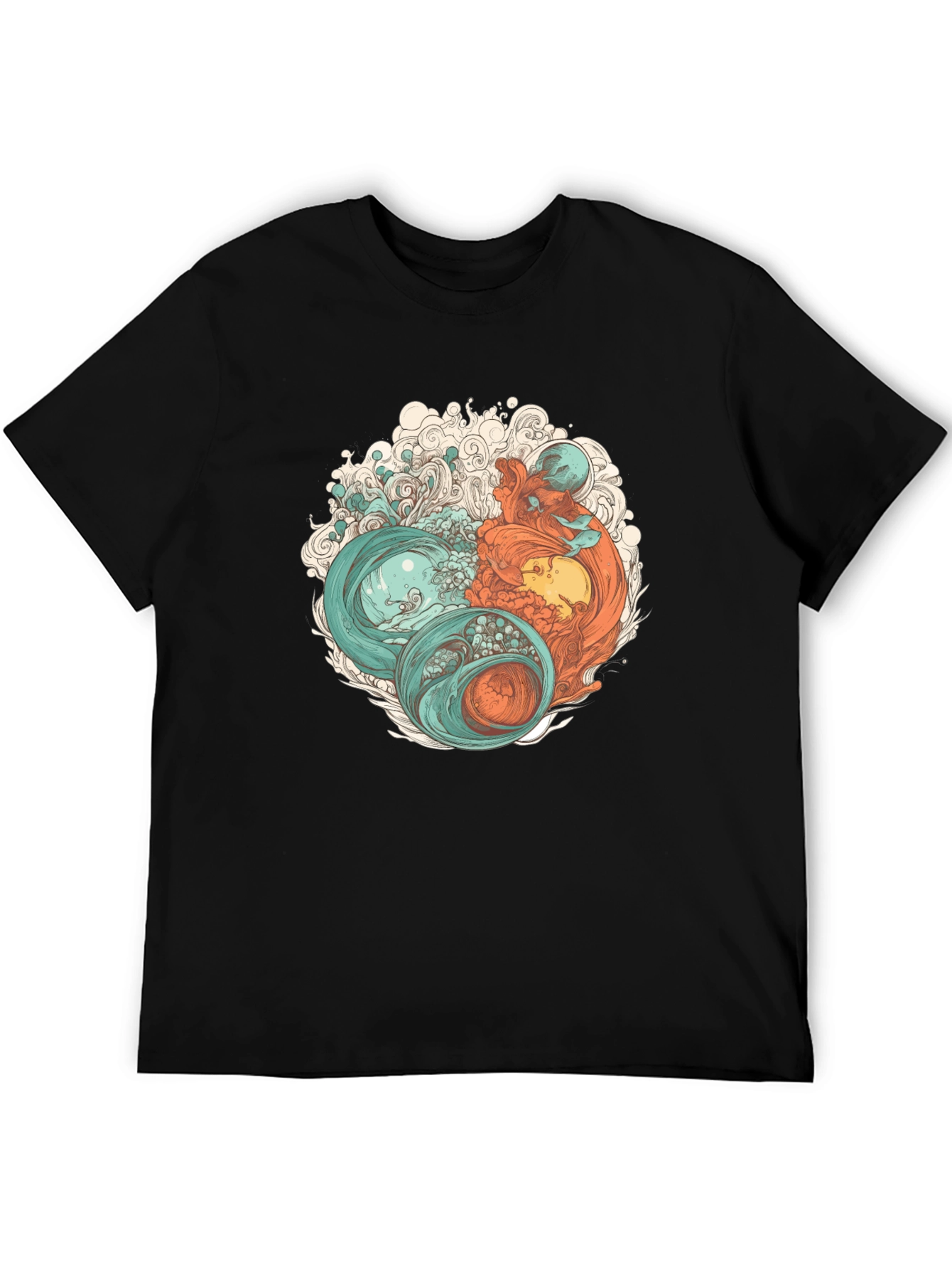 Yin Yang Sea Graphic Tee - Soft Cotton Blend
