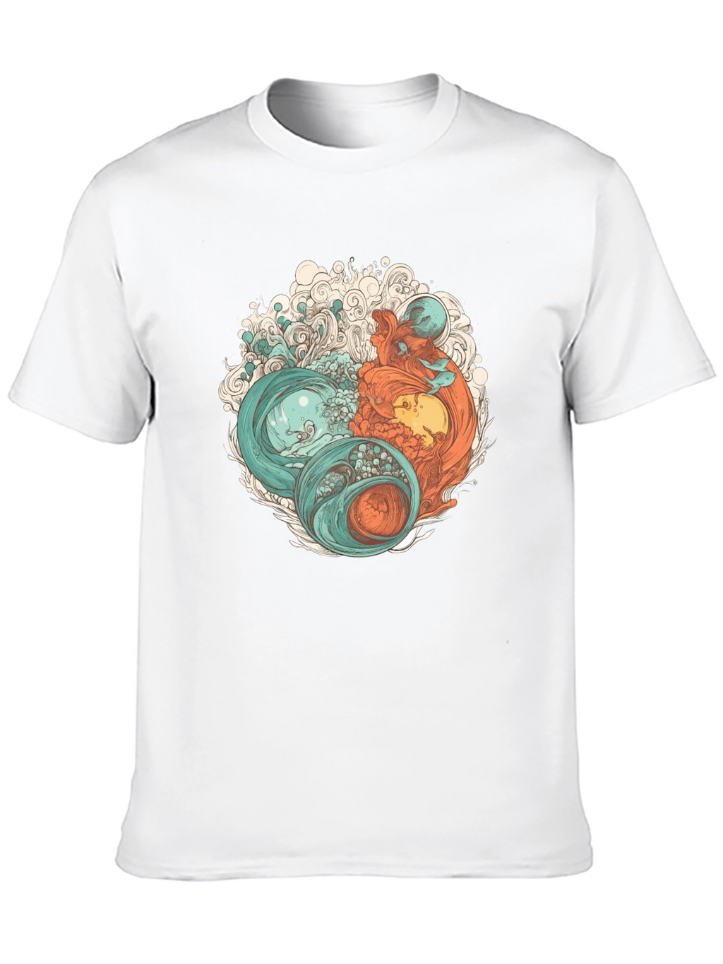 Yin Yang Sea Graphic Tee - Soft Cotton Blend