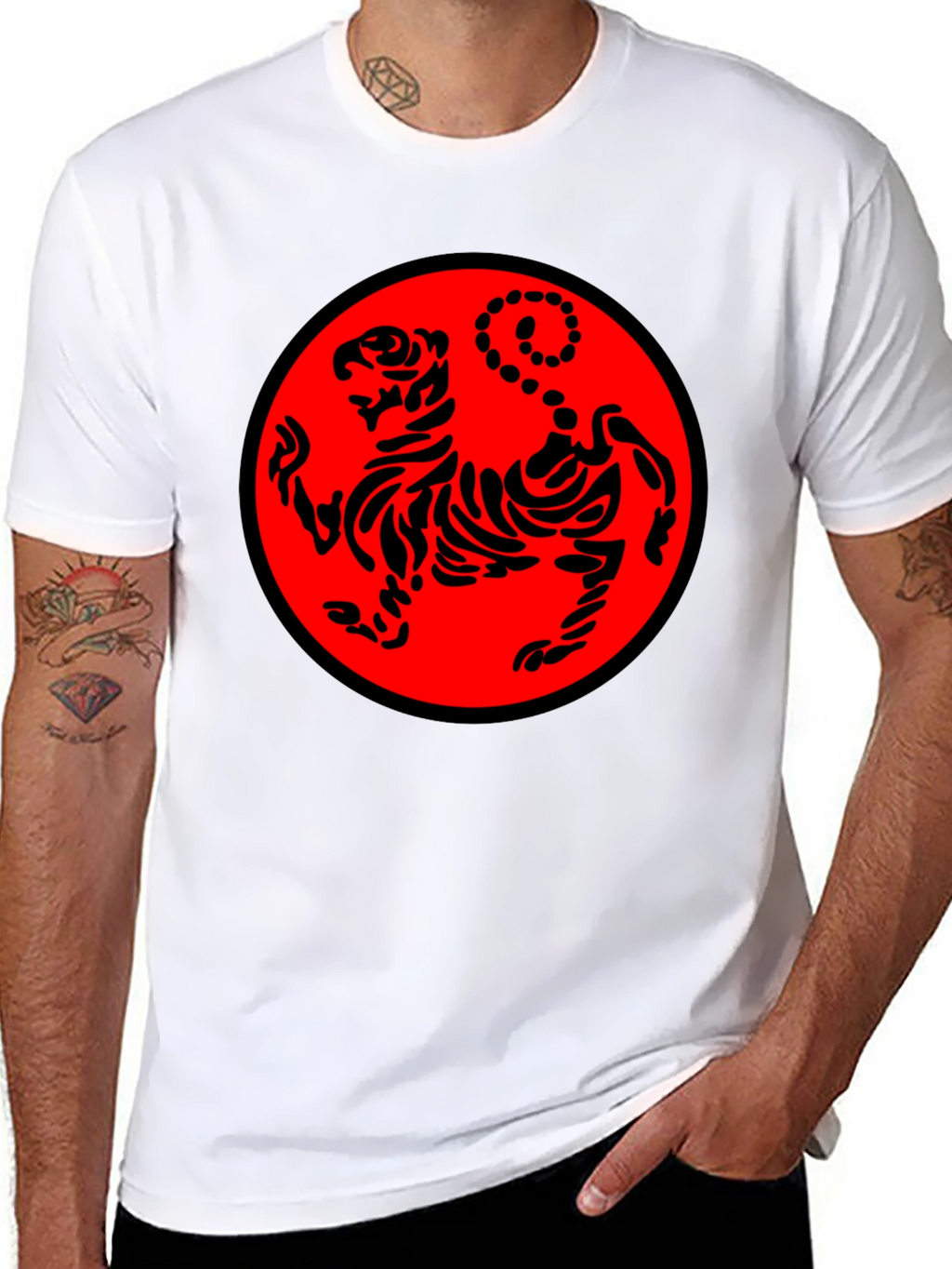 Black Karate Tiger Graphic T-Shirt