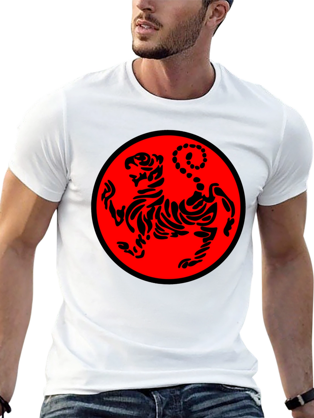 Black Karate Tiger Graphic T-Shirt