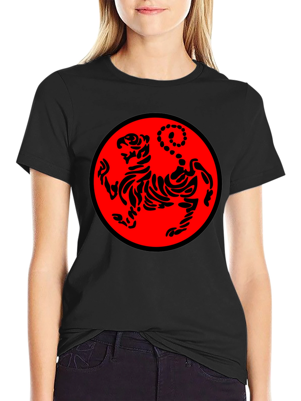 Black Karate Tiger Graphic T-Shirt