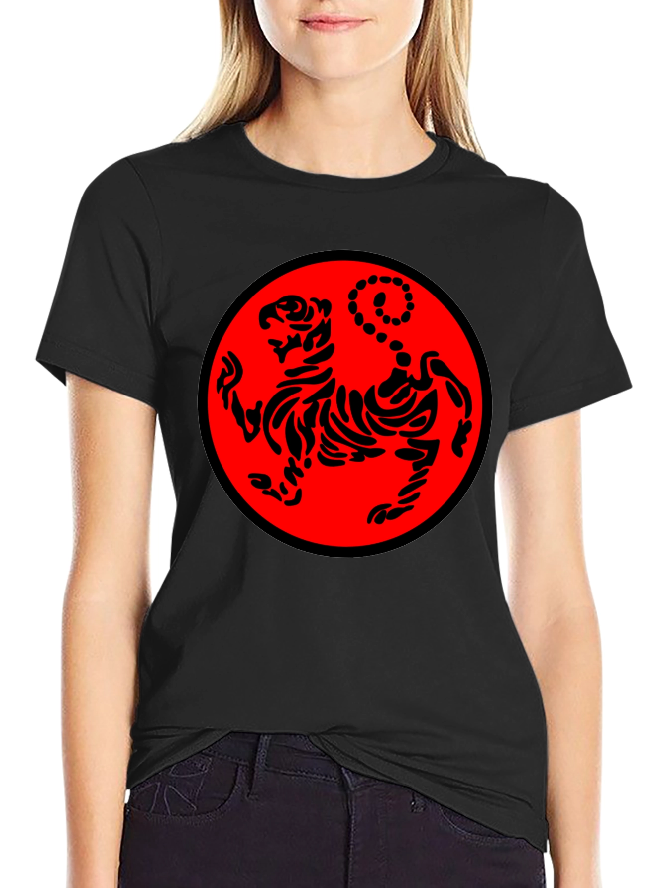 Black Karate Tiger Graphic T-Shirt