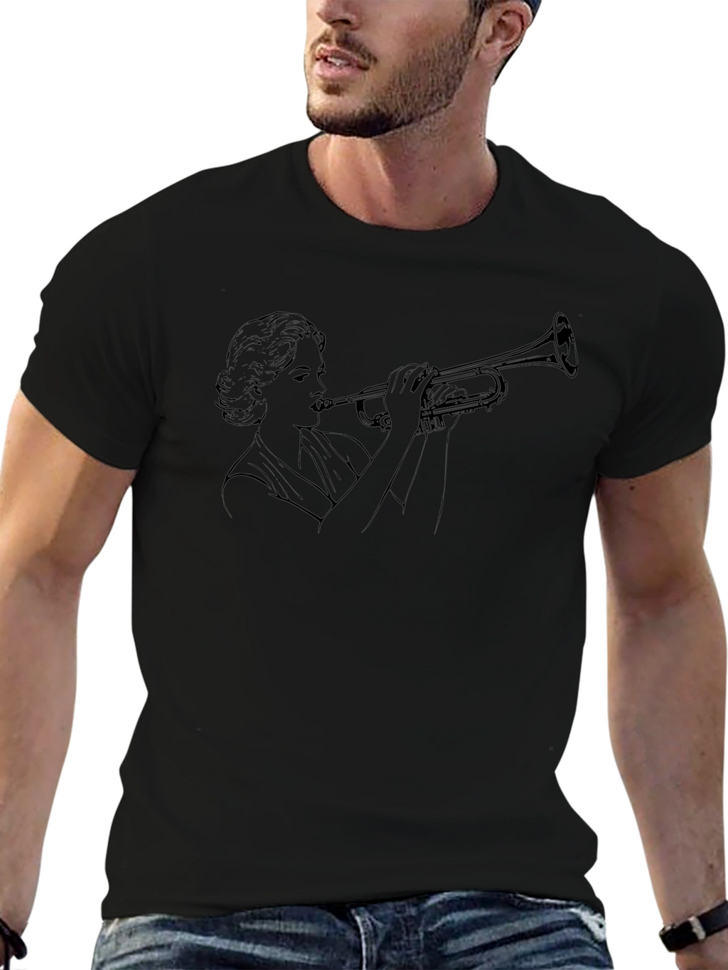 Trumpet Woman Black T-Shirt - Unique Musician Tee